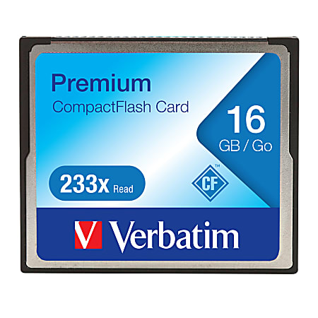 Verbatim 16GB 233X Premium CompactFlash Memory Card - 1 Card/1 Pack - 233x Memory Speed