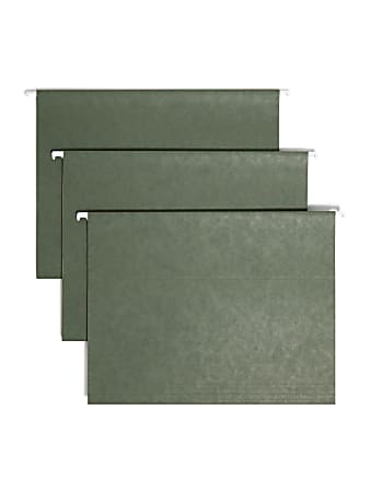 Smead&reg; Premium-Quality Hanging Folders, 1/5-Cut Tabs, Letter Size, Standard Green, Pack Of 25 Folders