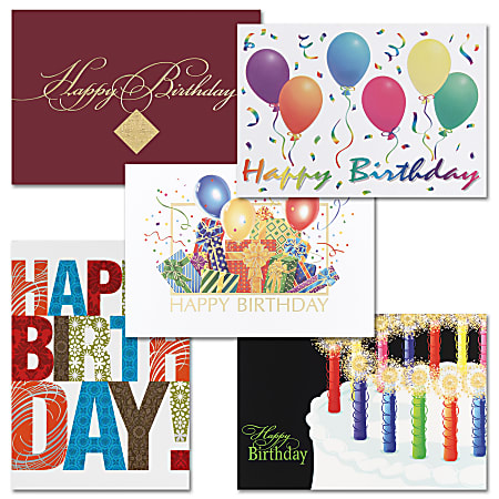 All Occasion Assorted Birthday Greeting Cards With Envelopes, Various Sizes, Pack of 50