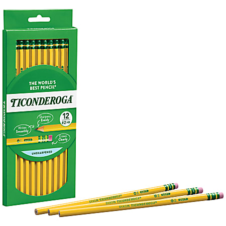 Ticonderoga Tri-Write Triangular #2 Yellow Pencils With Erasers