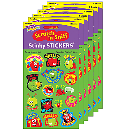 Trend Stinky Stickers, Mixed Shapes/Apple, 60 Stickers Per