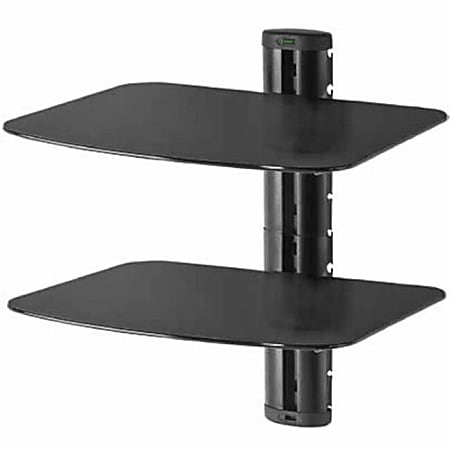Peerless-AV® Dual AV Wall Shelf with Glass - Height Adjustable - 60 lb Load Capacity - 1 - Tempered Glass