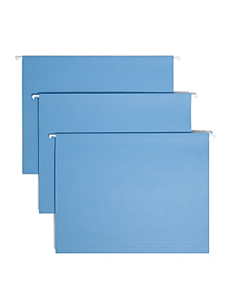 Smead® Hanging File Folders, 1/5-Cut Adjustable Tab, Letter Size, Blue, Box Of 25