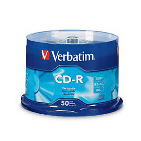 Verbatim Music CD-R 80 Minute 700 MB Blank Recordable Audio Discs 25pk  Spindle, Silver