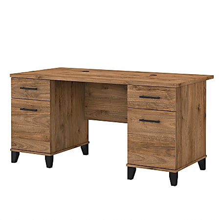 Bush® Furniture Somerset 60"W Office Desk With Drawers, Fresh Walnut, Standard Delivery