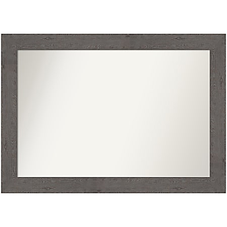 Amanti Art Non-Beveled Rectangle Framed Bathroom Wall Mirror, 29-1/2" x 41-1/2", Rustic Plank Gray