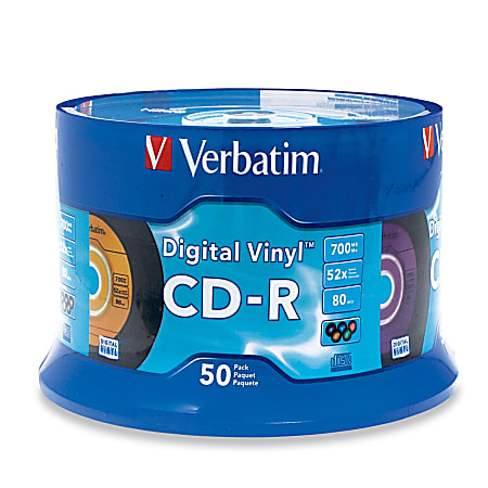 Verbatim 700 MB 80 Minute Digital Vinyl CD R Media Spindle Retro Colors ...