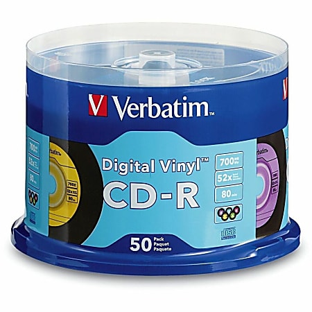 Verbatim 700 MB 80 Minute Digital Vinyl CD R Media Spindle Retro
