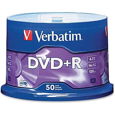 Verbatim® DVD+R Recordable Media Spindle, no valueGB/no value Minutes, Pack Of no value