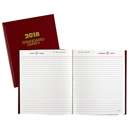 AT-A-GLANCE® Standard Diary® Daily Diary, 7 1/2" x 9 7/16", Red, January to December 2018 (SD37413-18)