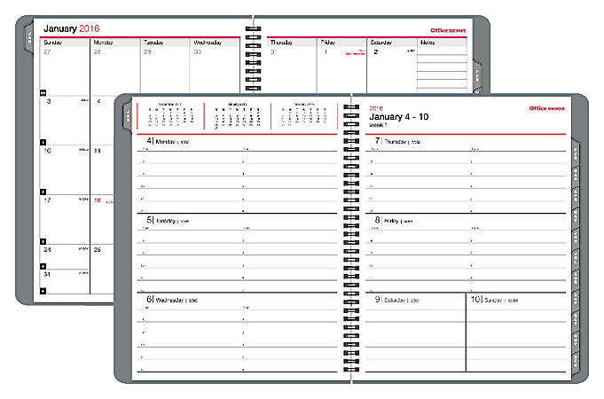 Office Depot® Brand Weekly/Monthly Recycled Planner, 8 1/2" x 11", 30% Recycled, Gray, January-December 2016