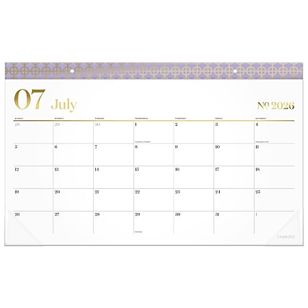 Mead Cambridge® WorkStyle® Academic 2026-2027 Monthly Desk Pad Calendar, Misty Lavender, Compact, 17 3/4" x 11"