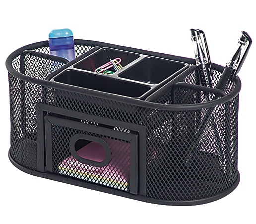 Office Depot® Brand Mesh Oval Desk Organizer, Black