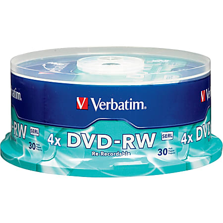 Verbatim® DVD-RW Rewritable Media Spindle, 4.7GB/120 Minutes, Pack Of 30
