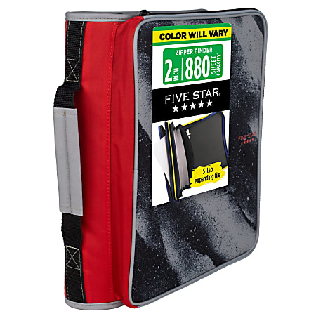 Five Star® Multi-Access Zipper 3-Ring Binder, 2" Round Rings, Assorted Colors