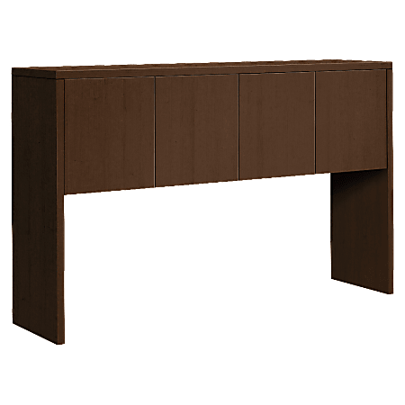 HON 10500 Series Stack-On Hutch 4 Doors - 59.9" x 14.6" x 37.1" - Drawer(s)4 Door(s) - Square Edge - Material: Wood Grain Work Surface, Metal Fastener - Finish: Mocha, Thermofused Laminate (TFL), Chrome Plated Hinge