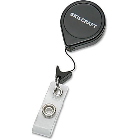 Black Badge Reel with Silver Sticker, Clear Vinyl Strap & Belt Clip -  IDenticard Canada