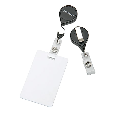 SKILCRAFT Retractable ID Badge Holder Black - ODP Business Solutions