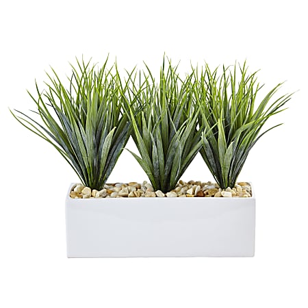 Nearly Natural Vanilla Grass 12”H Artificial Plant With Rectangular Planter, 12”H x 17”W x 8”D, Green