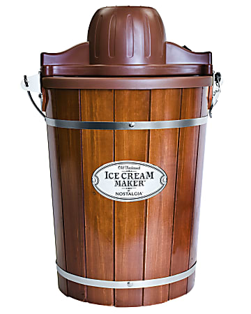 Nostalgia Electrics 6-Qt Wood Bucket Ice Cream Maker, Woodgrain