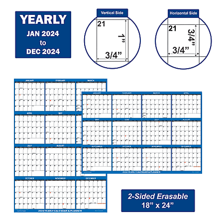 32" X 48" 2026 Wall Calendar, Folded Wet & Dry Erase Wall Calendar 12 Month, Yearly Laminated Wall Calendars, Reversible Annual Planner, Horizontal/ Vertical, With Julian Dates