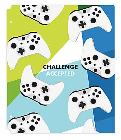 Office Depot® Brand Fashion 2-Pocket Poly Folder, 8-1/2" x 11", Video Games