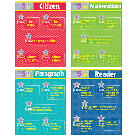 Creative Teaching Press® 5-Star Common Core Charts, 17" x 22", Grade 3 - Grade 5, Set Of 4
