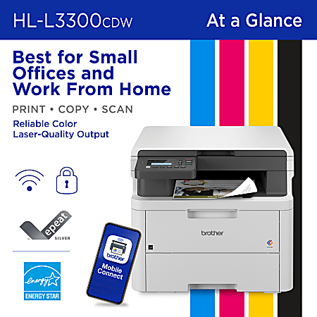 Brother HL L3300CDW Wireless Digital Multi Function Laser Color Printer  With Refresh EZ Print Eligibility - Office Depot