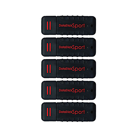 Centon DataStick Pro USB 2.0 Flash Drives, 64GB, Sport Black, Pack Of 5 Flash Drives, S1-U2W1-64G-5B