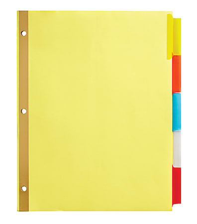 Office Depot® Brand Insertable Dividers With Tabs, 8 1/2" x 11", Multicolor, 5-Tab