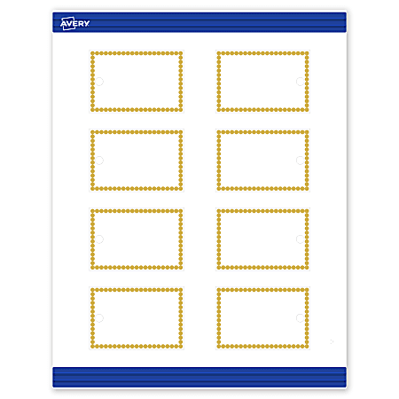 Avery® Printable Tags With Sure Feed® Technology, 2" x 3", Matte White With Preprinted Gold Bead Design, Pack Of 80
