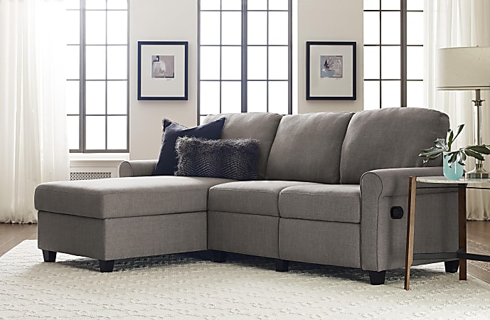 Serta Copenhagen Reclining Sectional With Storage Chaise Left GrayEspresso Office Depot
