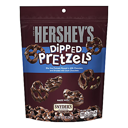 Hershey's® Chocolate-Dipped Pretzels, 8.5 Oz, Pack Of 6 Bags