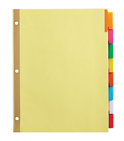 Office Depot® Brand Insertable Dividers With Tabs, 8 1/2" x 11", Assorted Colors, 8-Tab
