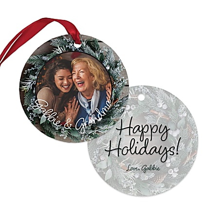 Custom Full-Color 2-Sided Photo Metal Holiday Ornament, Round, 2-3/4”