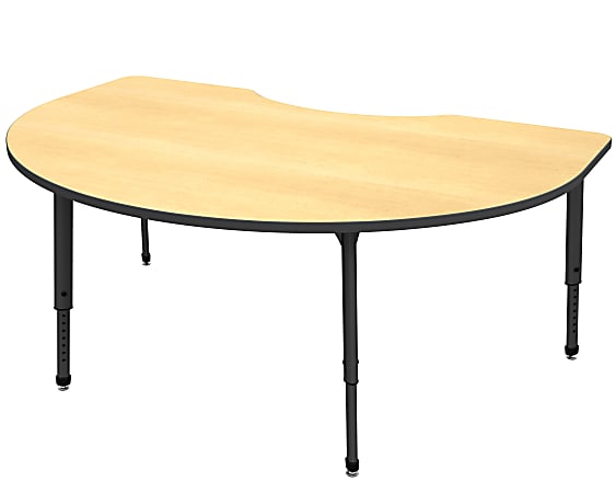 Marco Group Apex™ Series Adjustable Height Kidney Table, 30"H x 72"W x 48"D, Maple/Black
