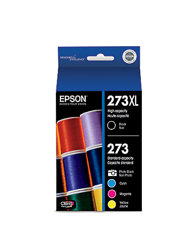 Epson® 273XL/273 Claria® High-Yield Black And Photo Black And Cyan, Magenta, Yellow Ink Cartridges, Pack Of 5, T273XL-BCS