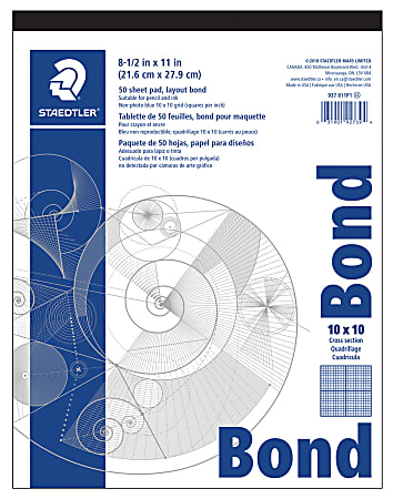 Staedtler® Non-Photo Cross-Section Drawing Paper, 10" x 10" Grid, 8 1/2" x 11", Pack Of 50 Sheets