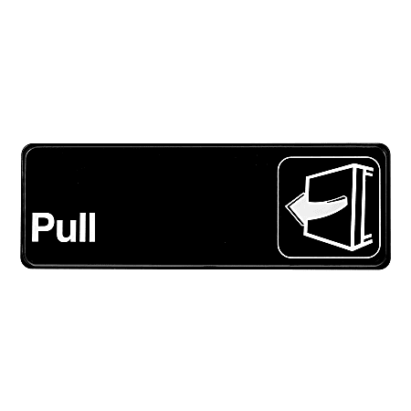 Alpine Pull Signs, 3" x 9", Black, Pack Of 15 Signs