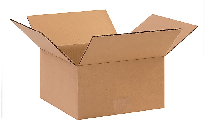 Partners Brand Flat Corrugated Boxes, 10" x 10" x 5", Kraft, Pack Of 25