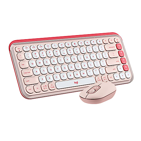 Logitech POP ICON COMBO, Bluetooth keyboard and mouse combo, comfortable typing, programmable keys and buttons, Rose