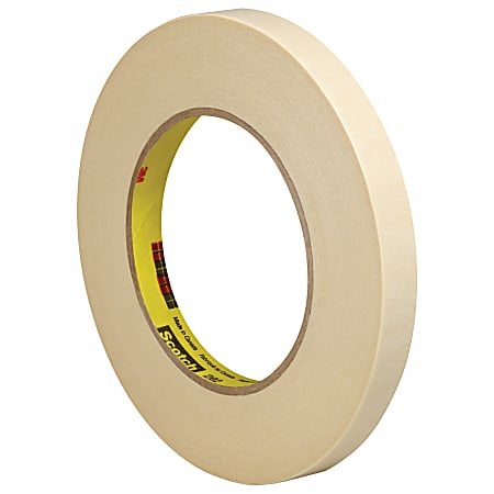 3M™ 202 Masking Tape, 3" Core, 0.5" x 180', Natural, Pack Of 6