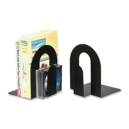 OIC® Steel Construction Heavy-Duty Bookends, Non-Skid, 9"H, Black