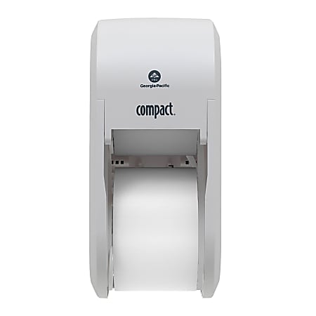 Compact® by GP PRO, 2-Roll Vertical Coreless High-Capacity Toilet Paper Dispenser, 56767A, 7.35" x 6.21" x 13.6", White, 1 Dispenser