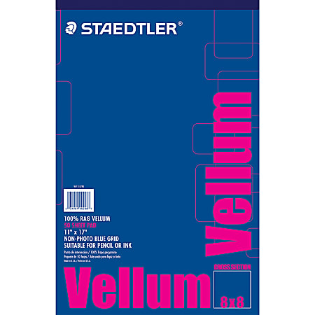 Staedtler Paper 100% Rag Vellum, 8 x 8 Grid, 11 x 17, 50-Sheet Pad