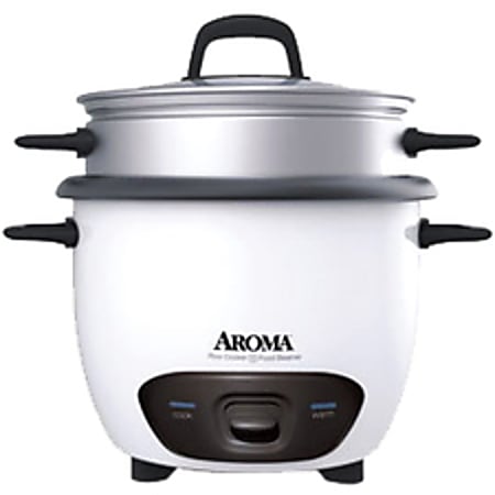 Aroma 6-Cup Rice Cooker And Steamer, White