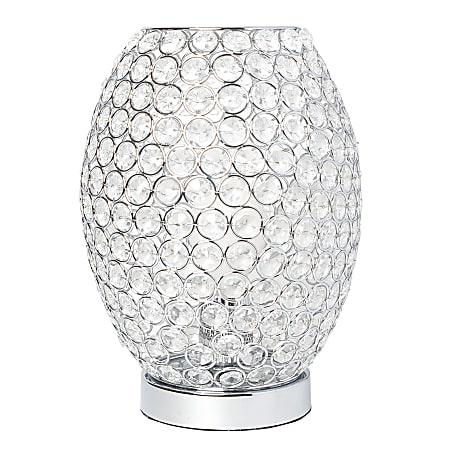 Elegant Designs Elipse Crystal Accent Uplight Table Lamp, 11"H, Crystal Shade/Chrome Base
