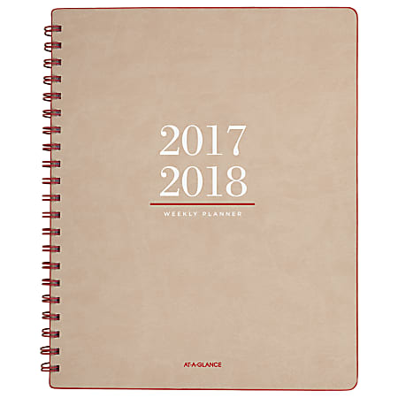 AT-A-GLANCE® Collection 13-Month Academic Weekly/Monthly Planner, 8 3/8" x 11", Tan, July 2017 to July 2018
