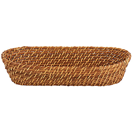 Martha Stewart Rattan Oval Bread Basket, 3"H x 6"W x 12-1/2"D, Brown