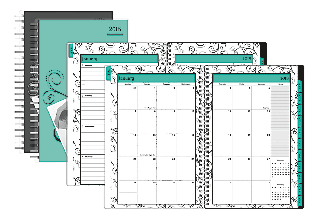 Office Depot® Brand CYO Weekly/Monthly Planner, 8" x 11", Swirl, January To December 2018